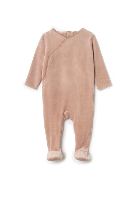 Girl Wrap Velour Snap Closure Romper