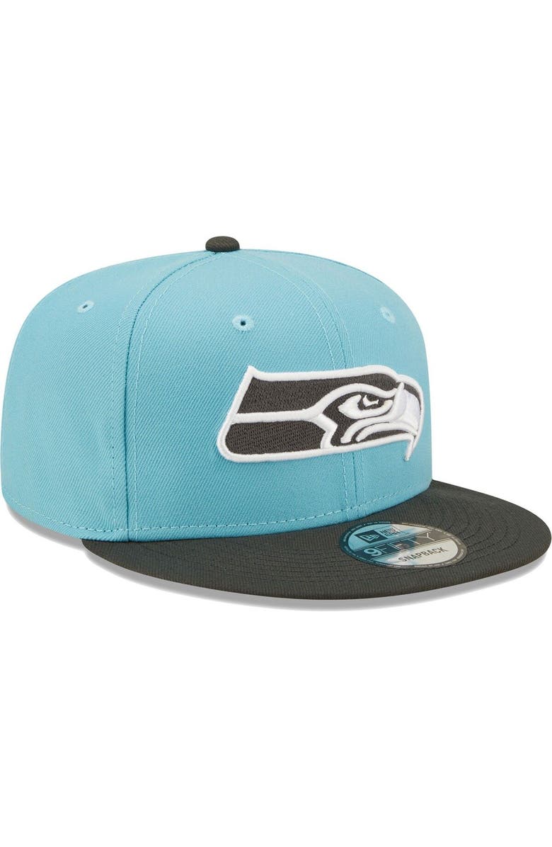 New Era Men's New Era Blue/Graphite Seattle Seahawks Two-Tone Color Pack 9FIFTY Snapback Hat, Alternate, color,
