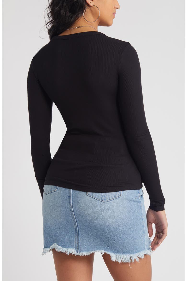 Ribbed Long Sleeve T-Shirt, Alternate, color, BLACK