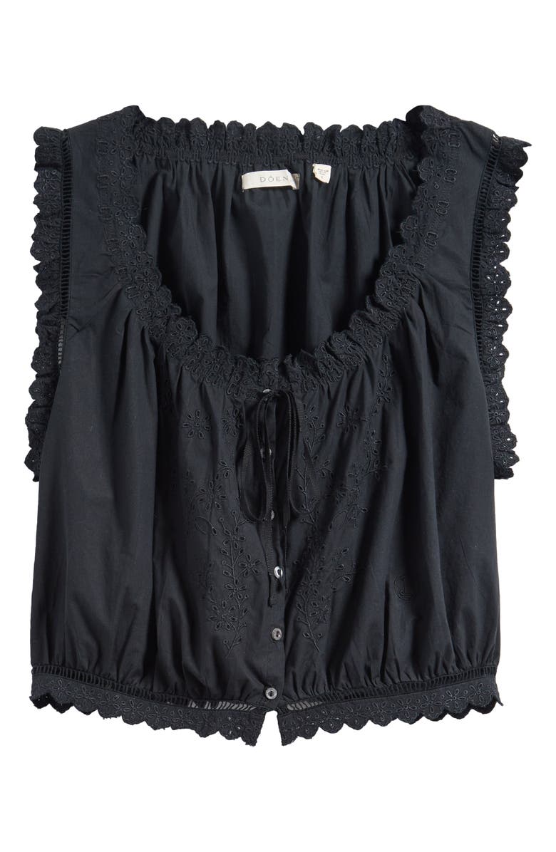 DÔEN Traveler Embroidered Crop Top, Alternate, color, Black
