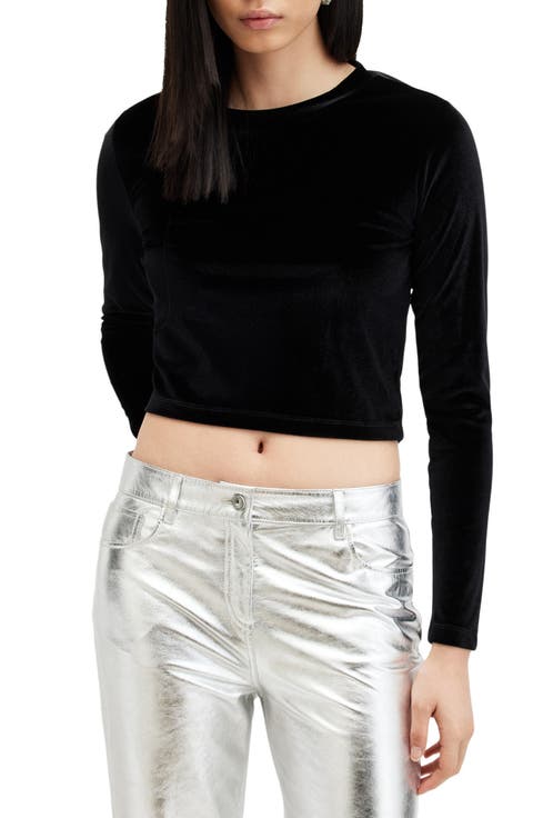 Regina Rhinestone Cutout Velvet Crop Top