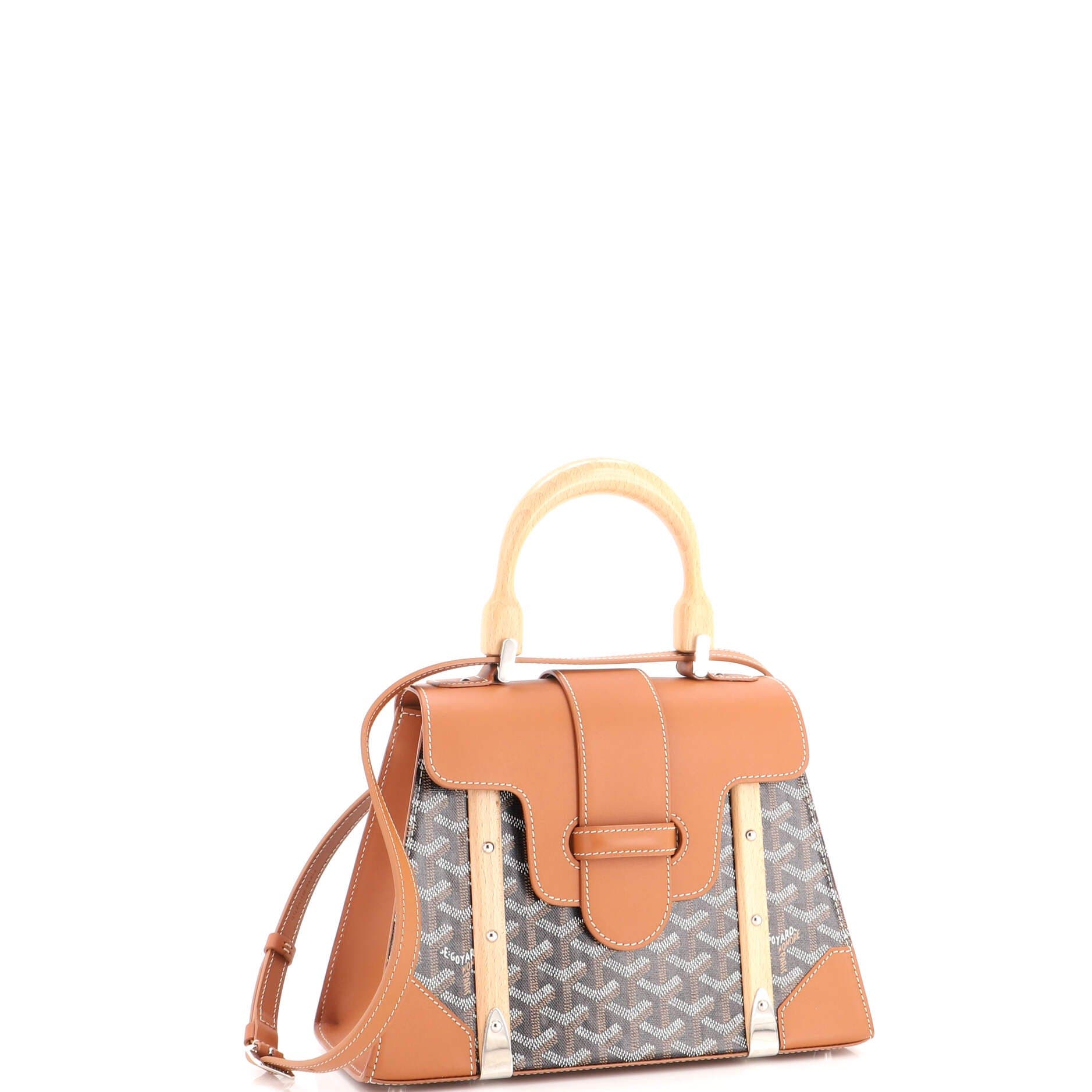Saigon Top Handle Bag Coated Canvas with Leather PM, Alternate, color, Brown