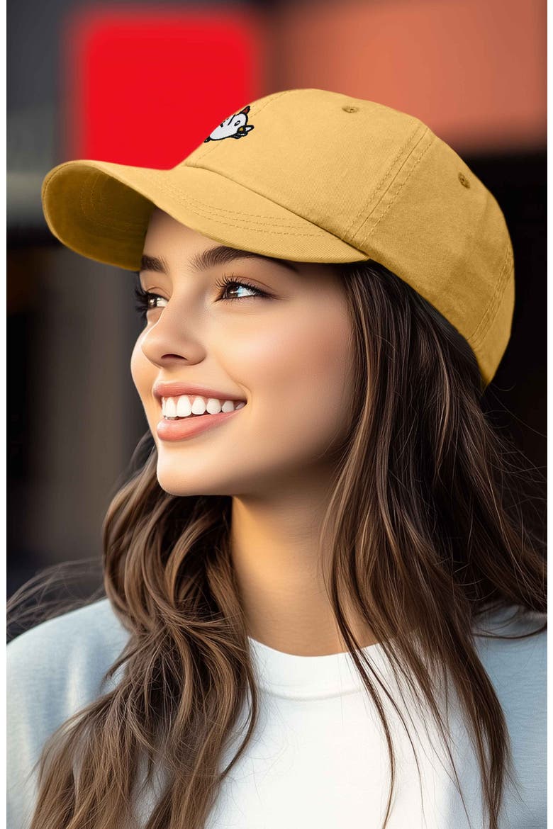 Chicken Embroidered Cotton Cap, Alternate, color, Washed Gold