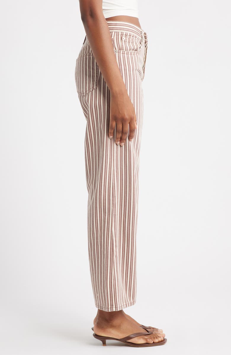 Topshop Stripe Mid Rise Column Jeans, Alternate, color, Burgundy Multi