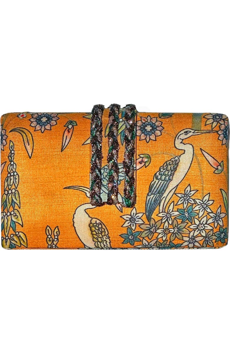 Simitri Printed Braid Clutch, Main, color, Orange Paradise Bird