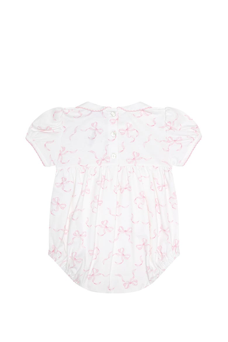 Charming Bows Print Smocked Bubble - Baby, Alternate, color, Pink