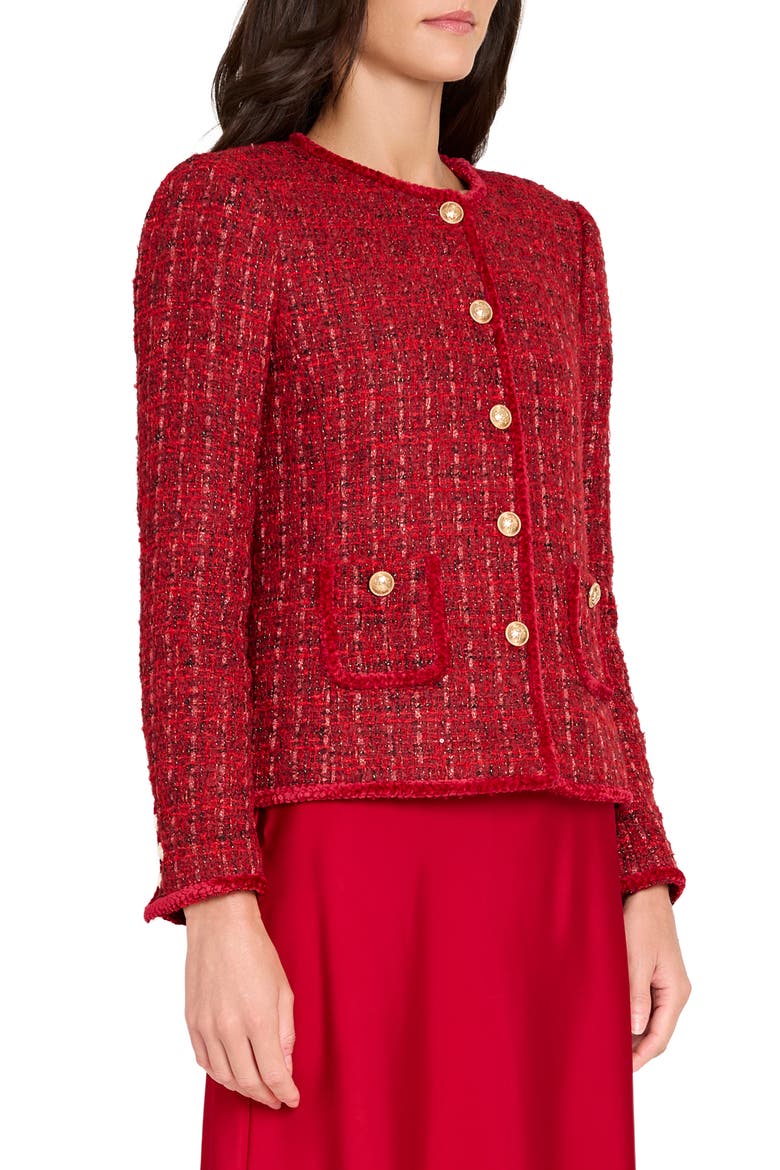Bouclé Jacket, Alternate, color, RED MULTI
