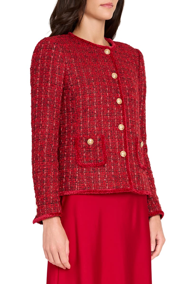 Tahari ASL Bouclé Jacket, Alternate, color, Red Multi