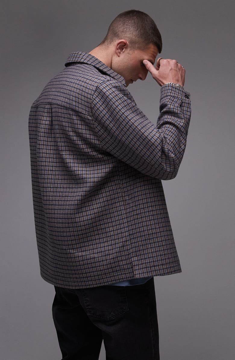 Topman Relaxed Fit Check Overshirt, Alternate, color,