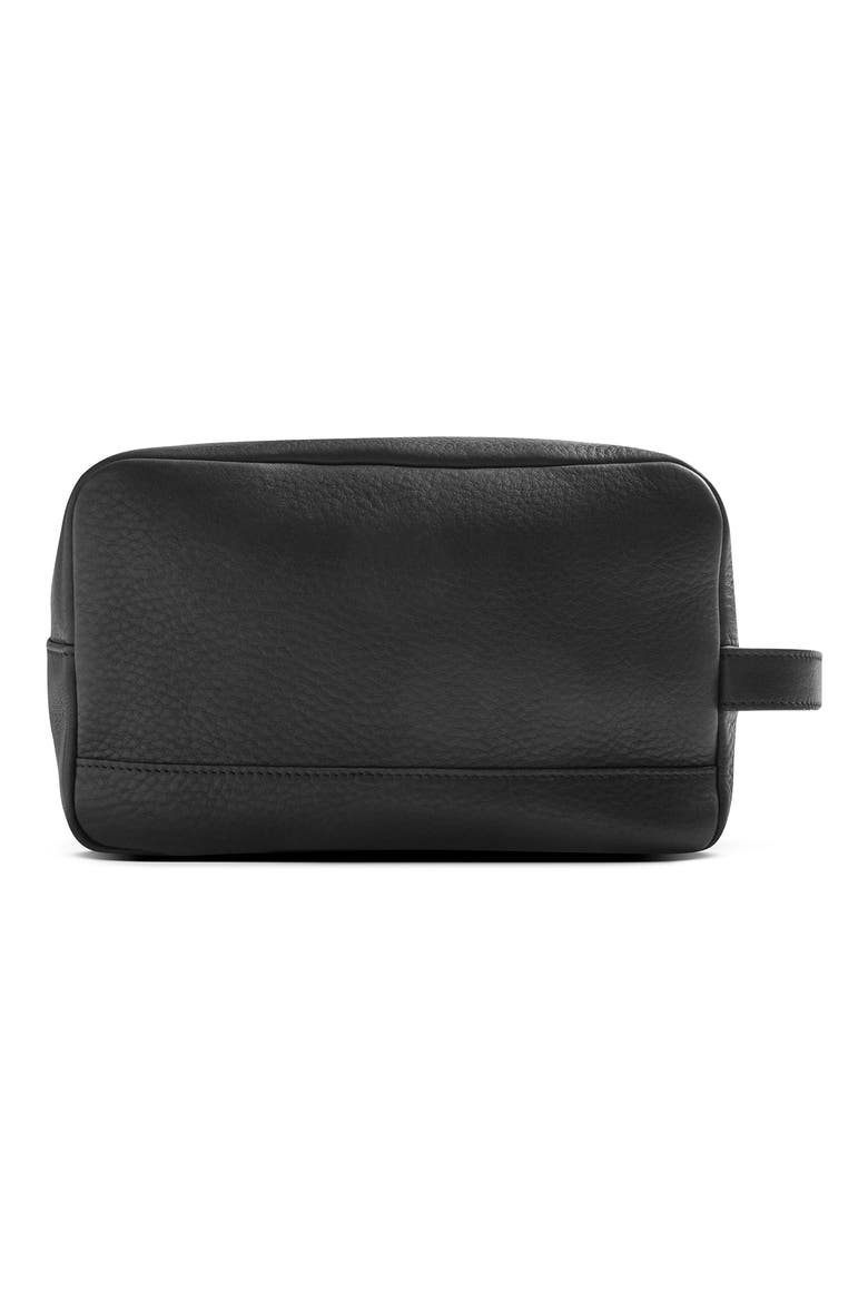 Leather Zip Travel Kit, Main, color, BLACK