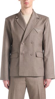Manière De Voir Didier Double Breasted Pinstripe Suit Jacket