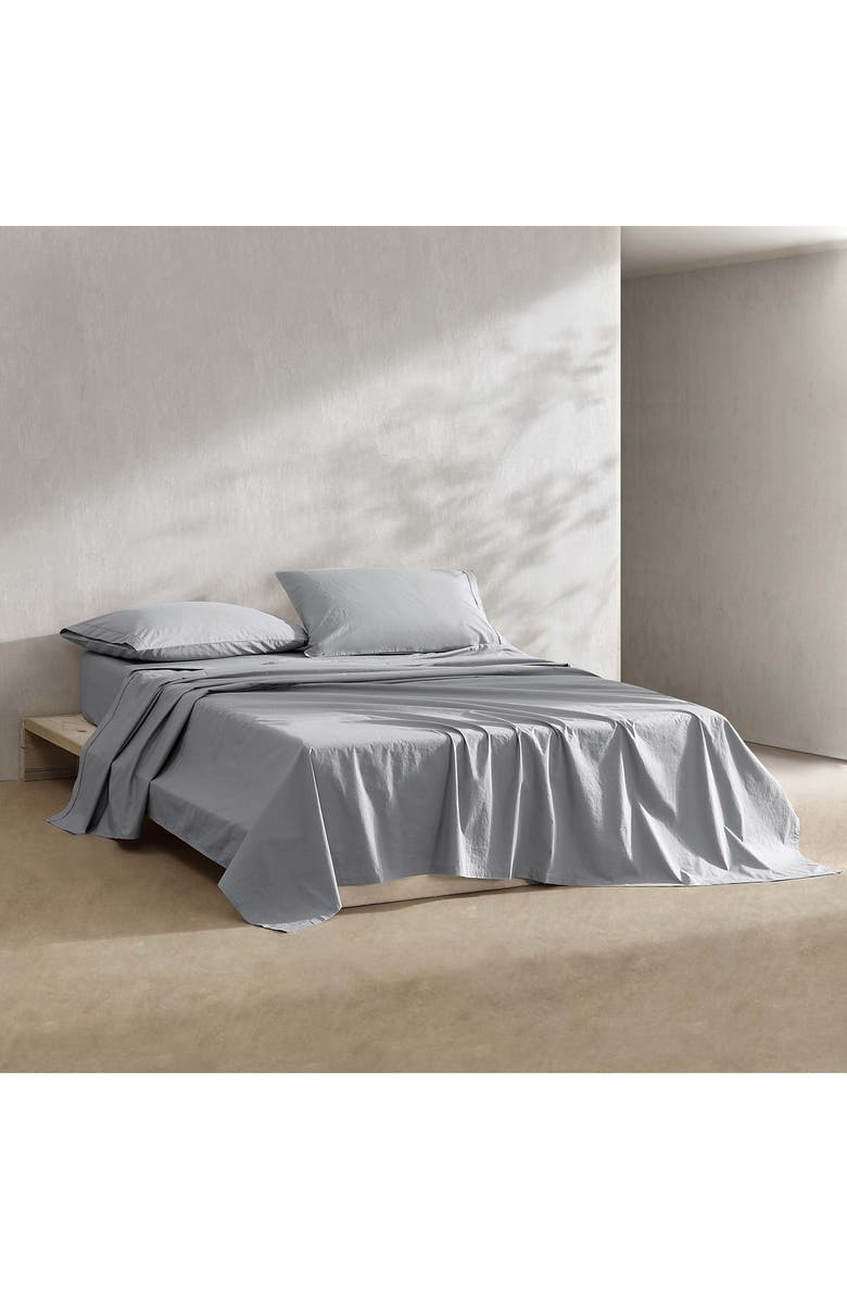 Calvin Klein Washed 200 Thread Count Percale Sheet Set, Alternate, color, Grey