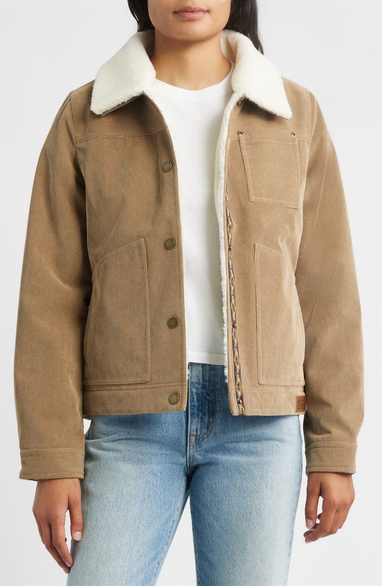 Pendleton Wind River Corduroy Trucker Jacket with Removable Fleece Collar, Main, color, Old Oak