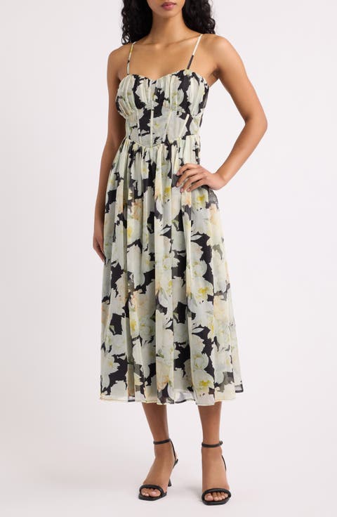 Linda Floral Corset Midi Dress