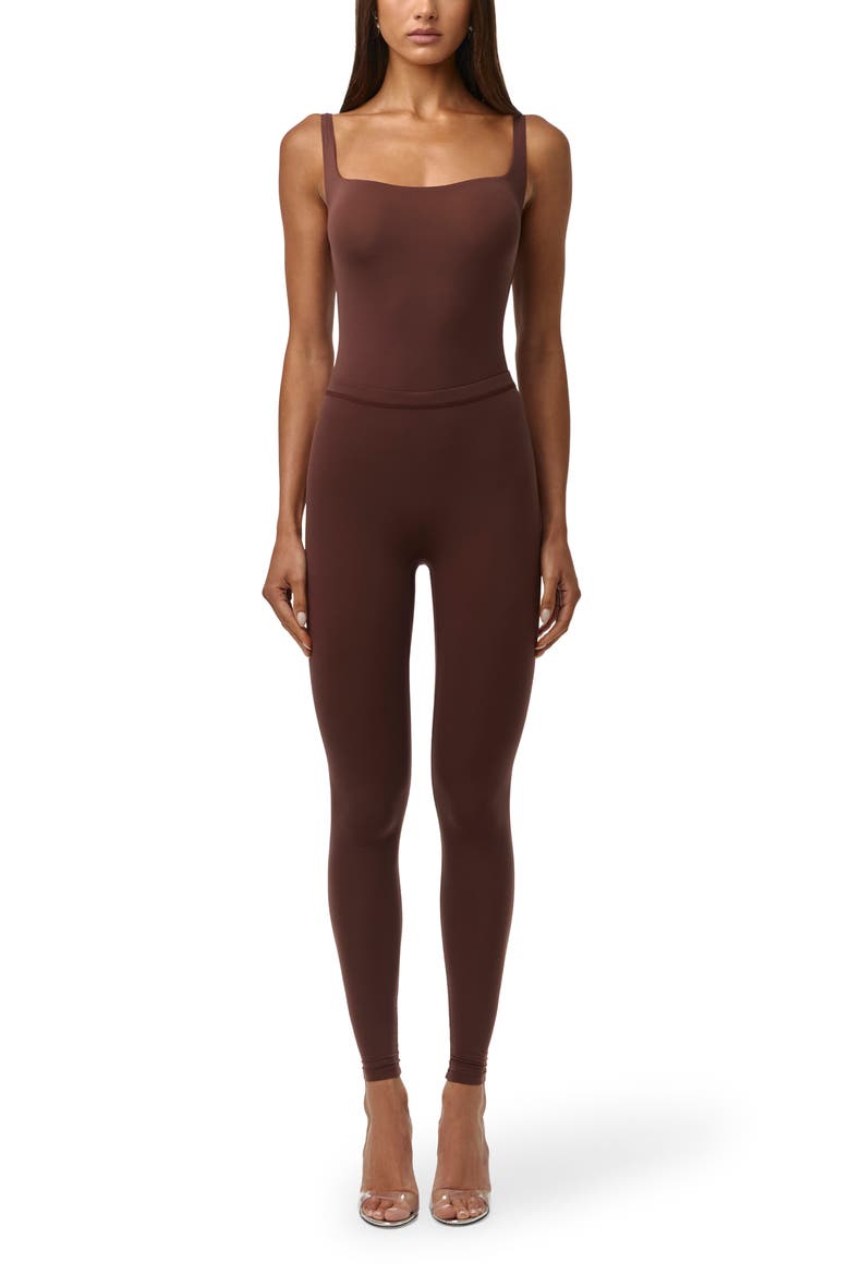 Scoop Neck Tank Bodysuit, Alternate, color, CHOCOLATE