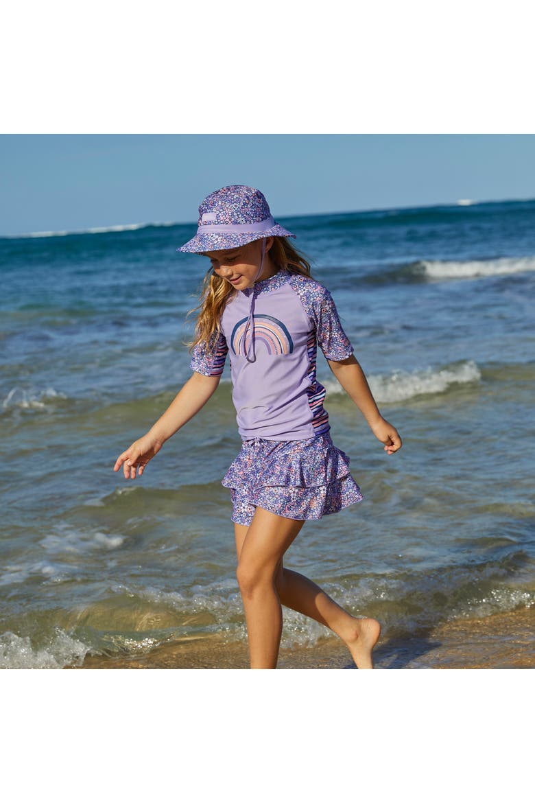 Short Sleeve Sunny Swim Shirt, Alternate, color, Lavender Fields