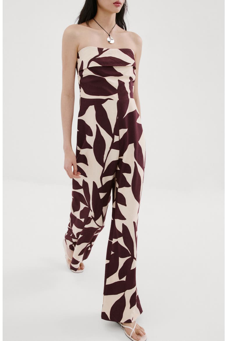 Print Strapless Wide Leg Jumpsuit, Main, color, ECRU