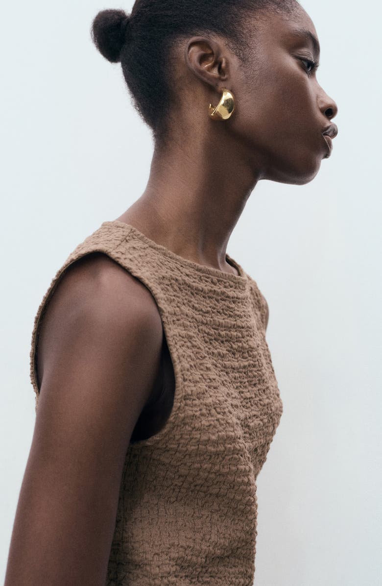 MANGO Texture Sleeveless Maxi Dress, Alternate, color, Beige