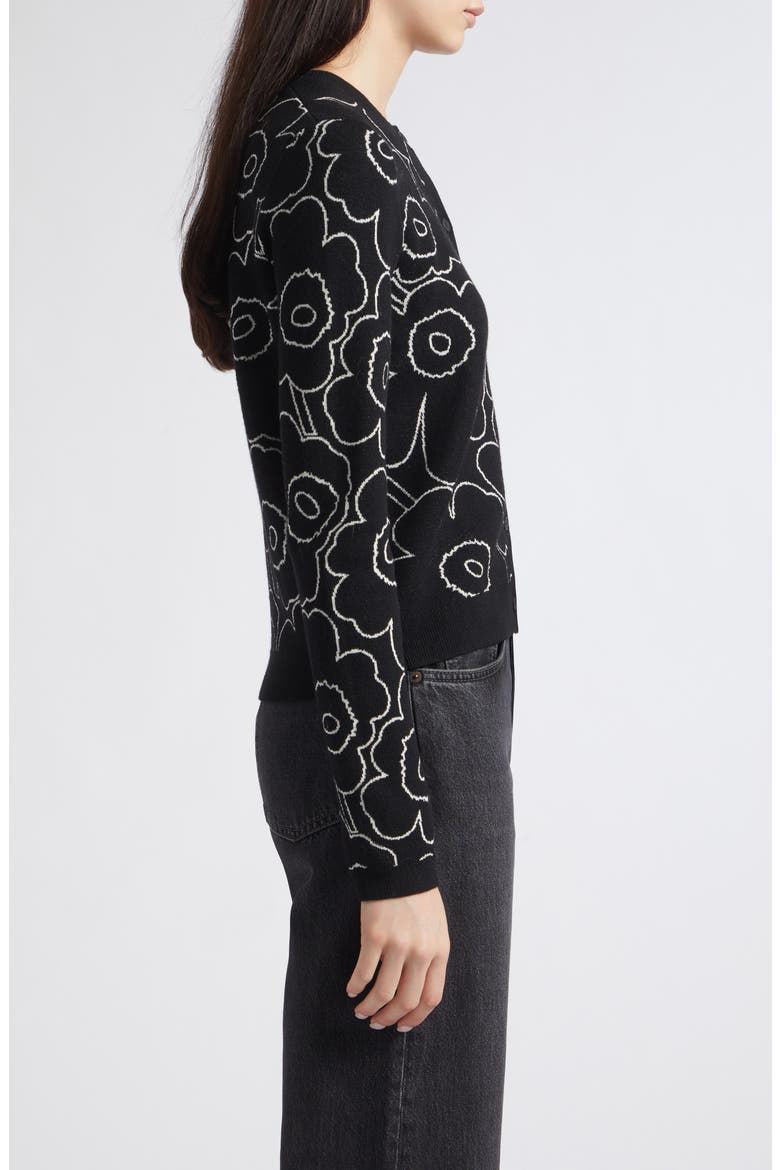 Unikko Floral Cardigan, Alternate, color, BLACK OFF WHITE
