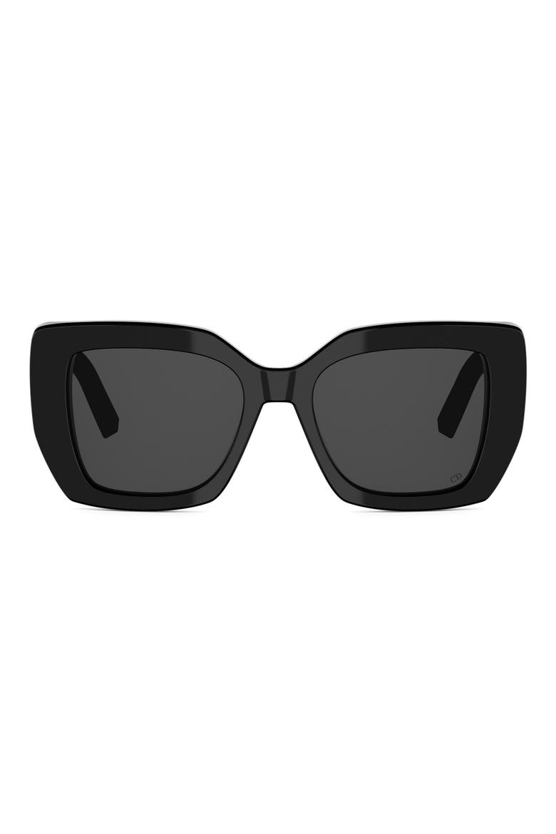'DiorOmbre S2I 54mm Square Sunglasses, Main, color, SHINY BLACK / SMOKE