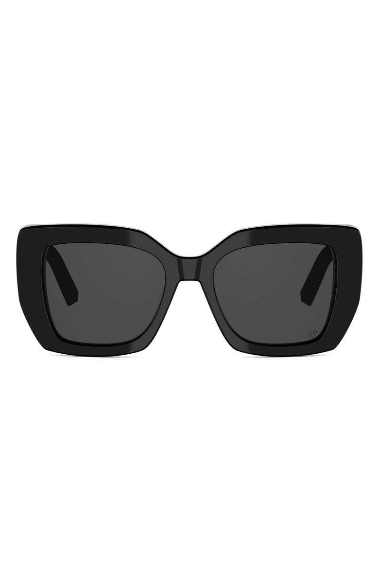 DIOR Ombre S2I 54mm Square Sunglasses, Main, color, Shiny Black / Smoke