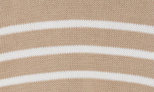 Vigoss Stripe Boxy Crop Cotton Blend Sweater In Neutral