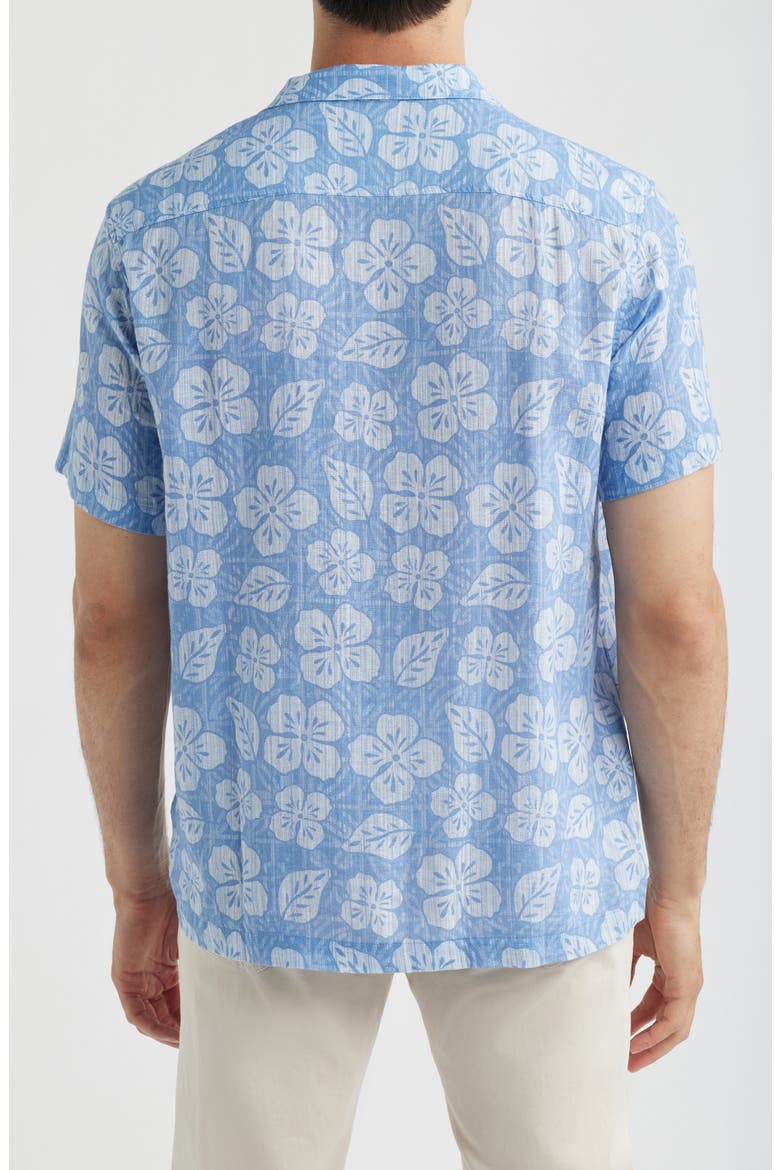 Hawaiian Floral Linen Blend Camp Shirt, Alternate, color, FLORAL - COASTLINE