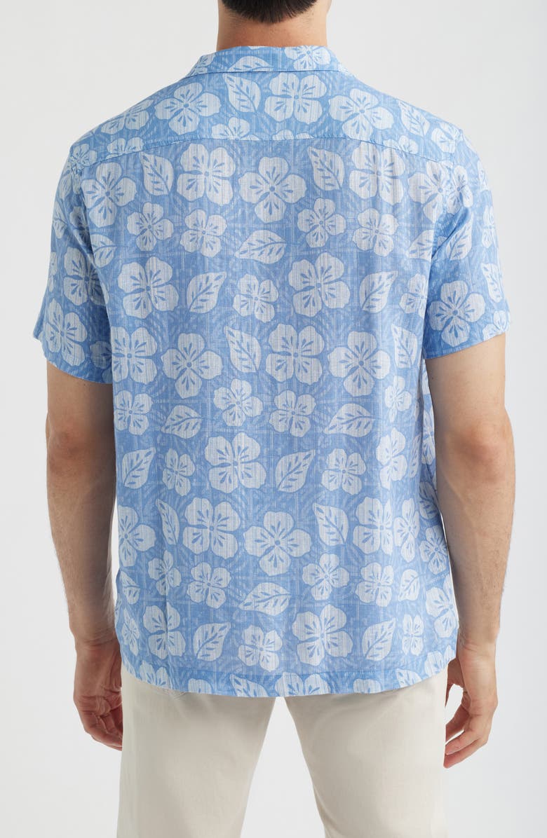 vineyard vines Hawaiian Floral Linen Blend Camp Shirt, Alternate, color, Floral - Coastline