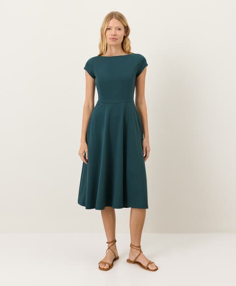 Fit & Flare Ballet Neck Dress Made With Organic Cotton