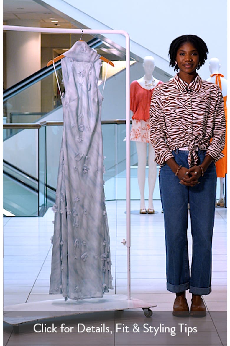 Ashley Floral Appliqué High Neck Slipdress video