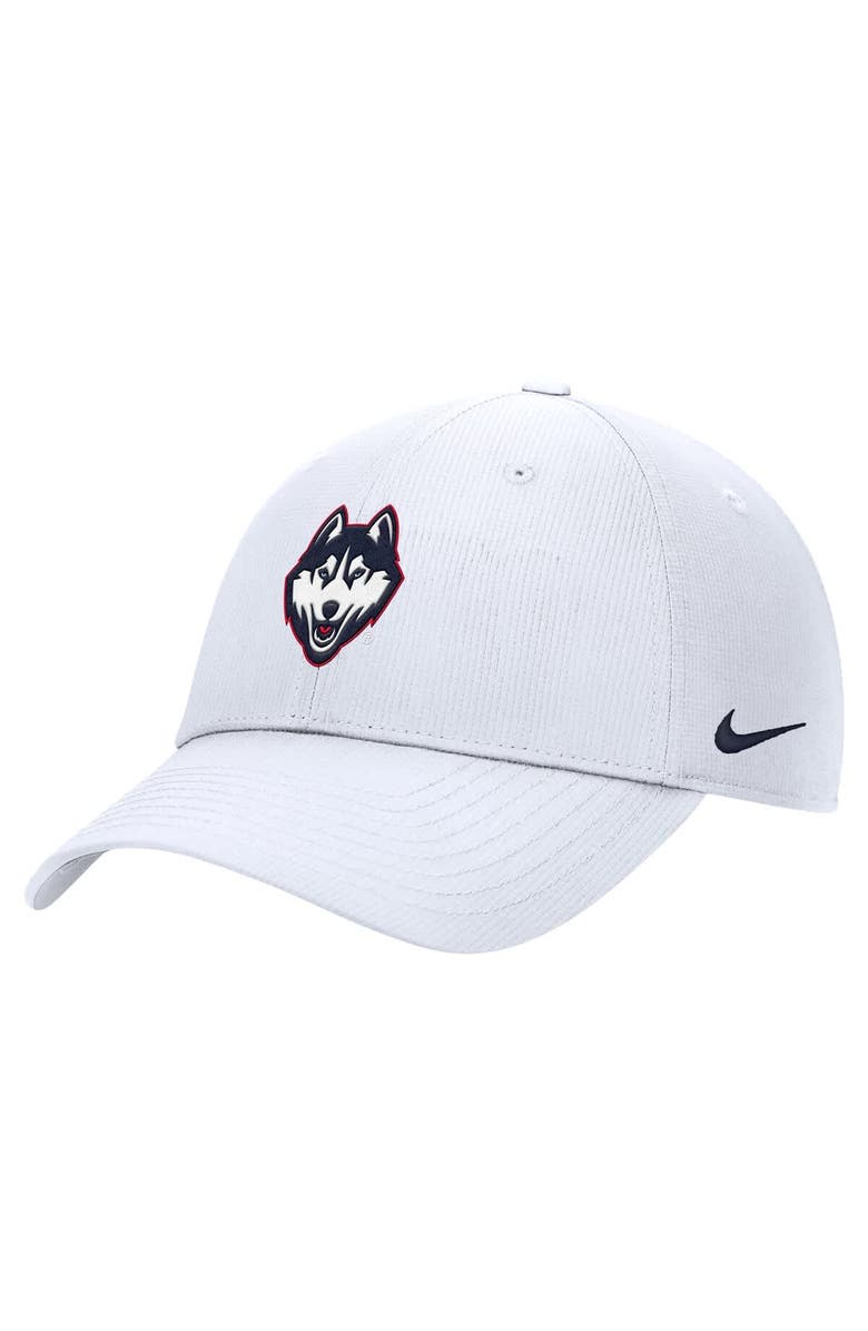 Nike Men's Nike White UConn Huskies 2025 On-Field Club Performance Adjustable Hat, Main, color,