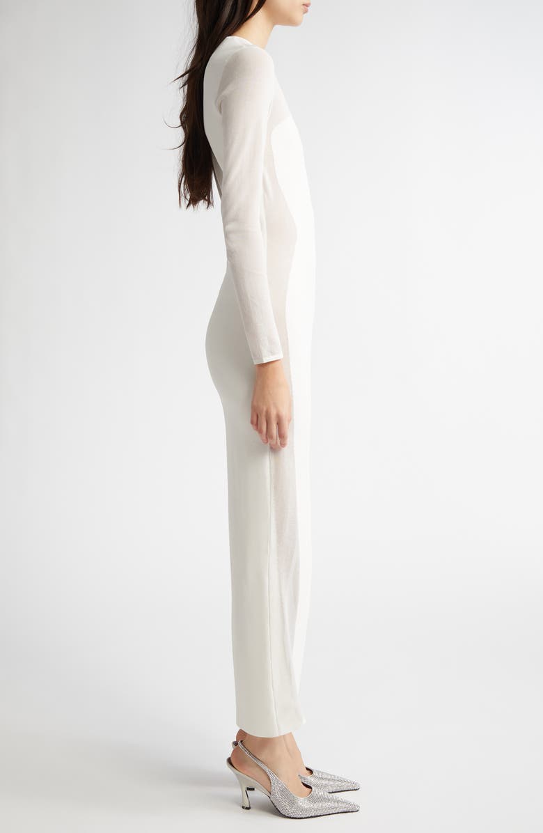 Stella McCartney Long Sleeve Compact Knit Miracle Dress, Alternate, color, Pure White