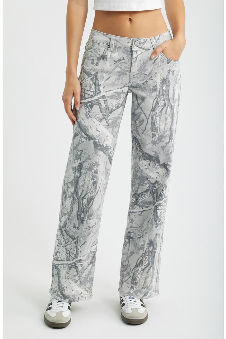 Britney Camo Low Rise Wide Leg Jeans, Main, color, GREY CAMO