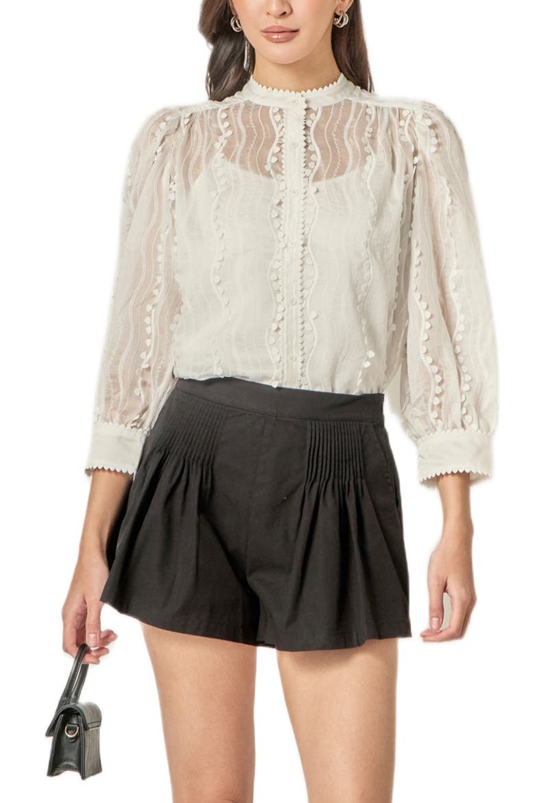 Heart Trim Shirt, Main, color, WHITE