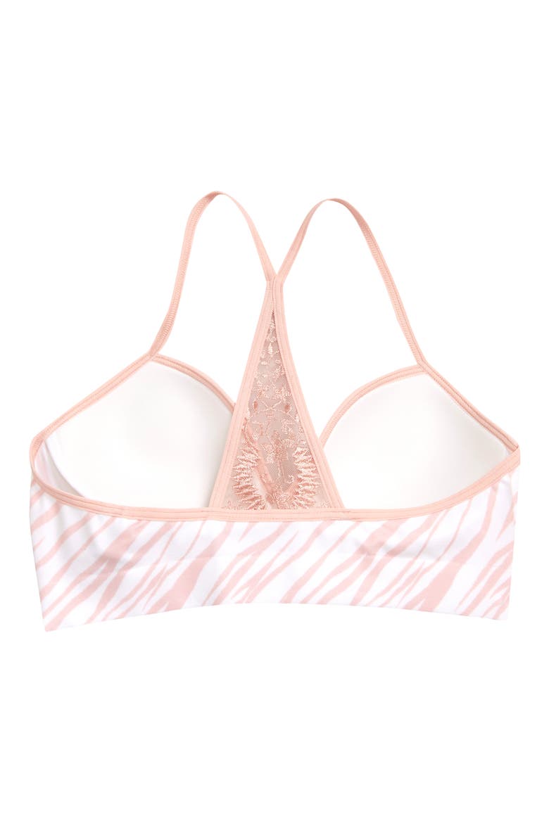Kids' Triangle Back Padded Bra, Alternate, color, WHITE ZEBRA STRIPES