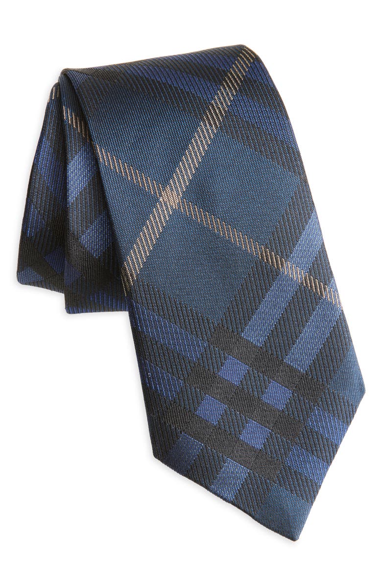 Burberry Knight Blue Check Silk Tie, Main, color,