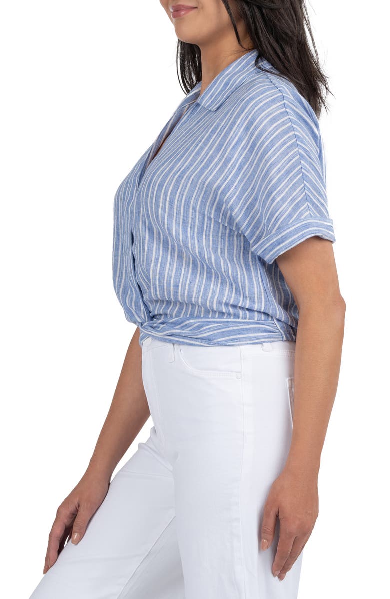 KUT from the Kloth Rebel Stripe Short Sleeve Knotted Crop Shirt, Alternate, color, 