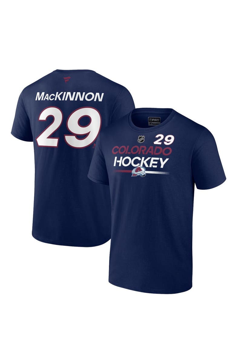 FANATICS Men's Fanatics Branded Nathan MacKinnon Navy Colorado Avalanche Authentic Pro Prime Name & Number T-Shirt, Main, color,