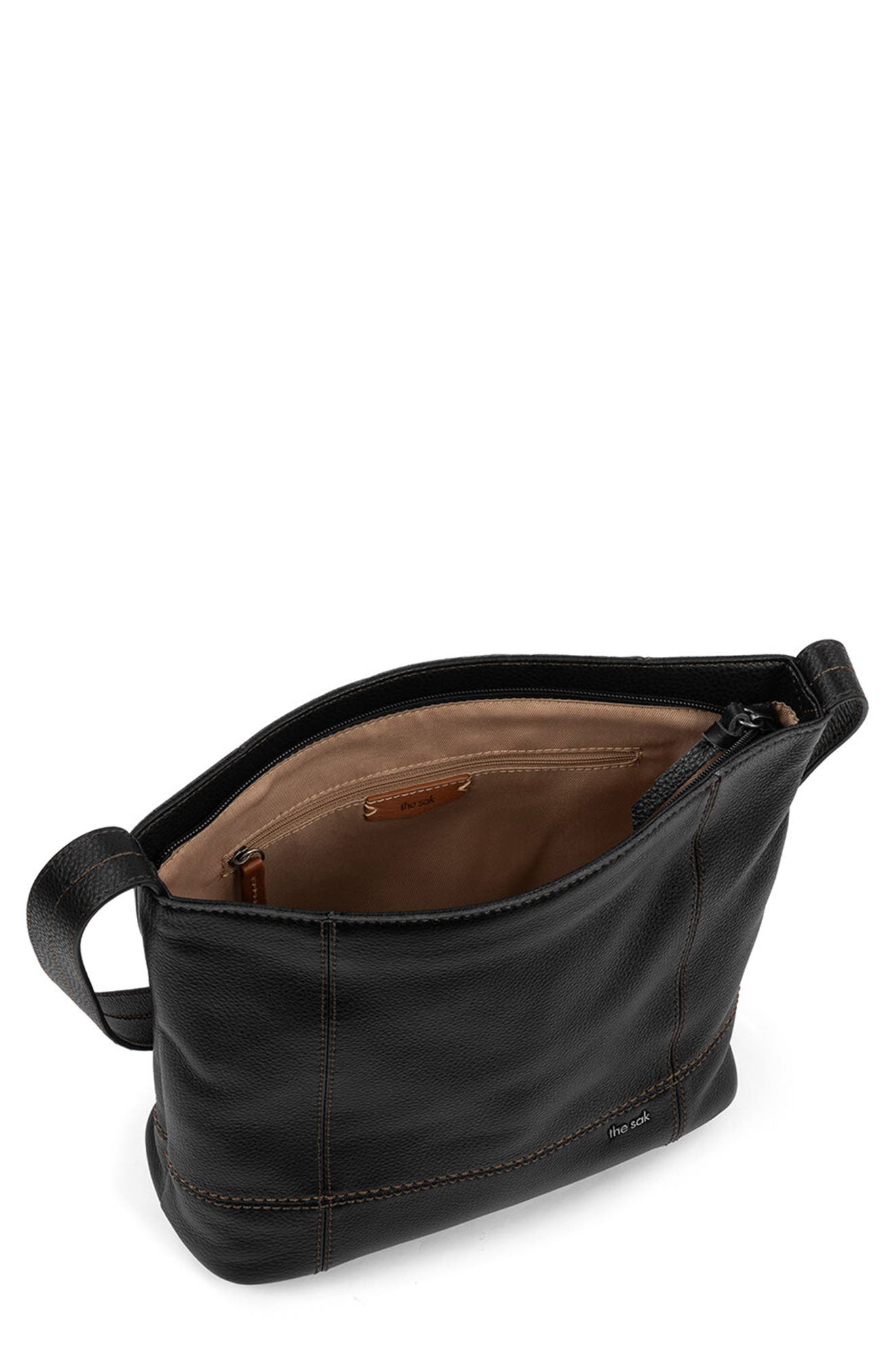 The Sak Leather Hobo Bag, Alternate, color, Black/ Black