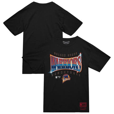 Men's Mitchell & Ness  Black Golden State Warriors Worldwide Collection Glow Up T-Shirt
