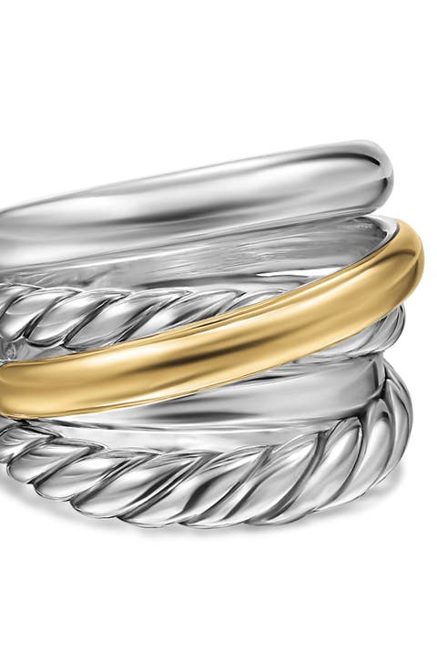 Crossover Five Row 14k Gold & Sterling Silver Ring