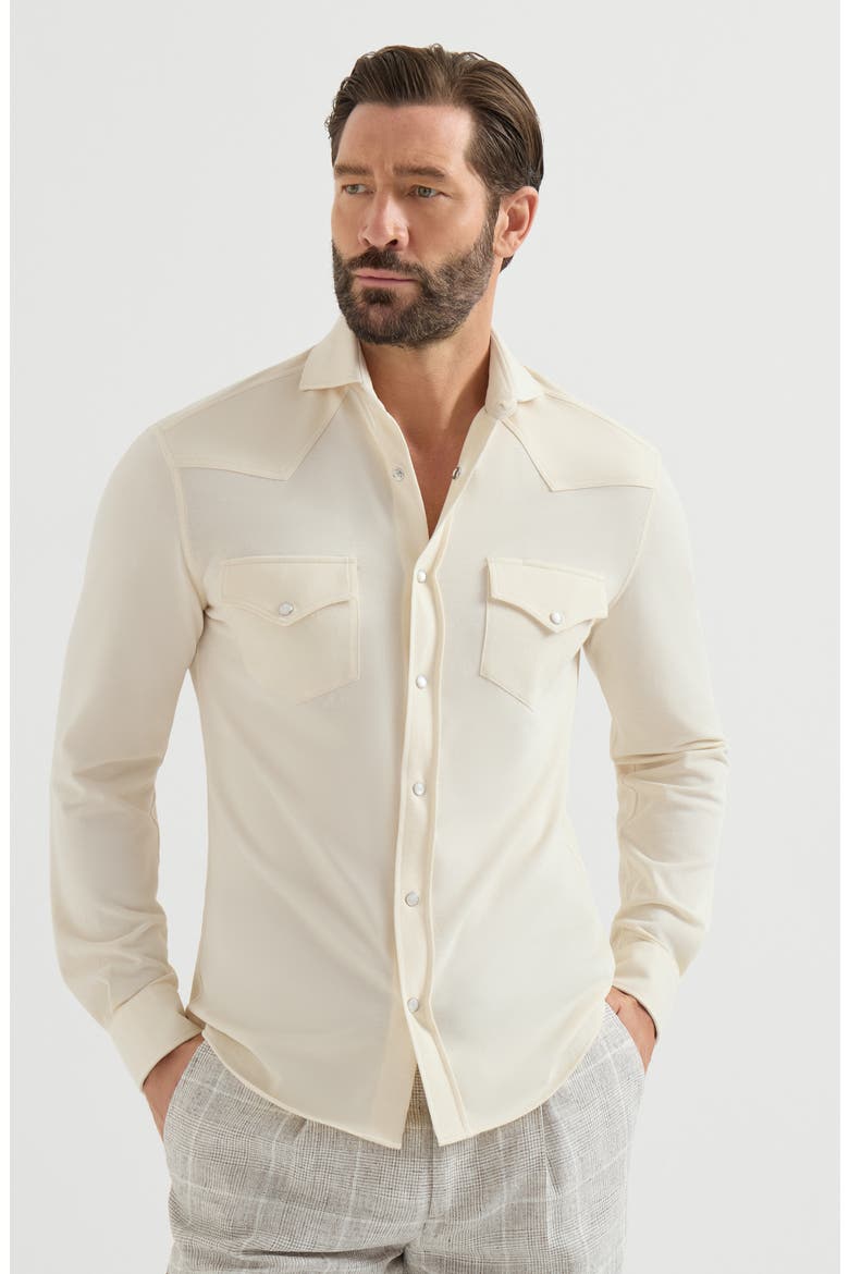 Cotton piqué Western shirt, Main, color, Ginger