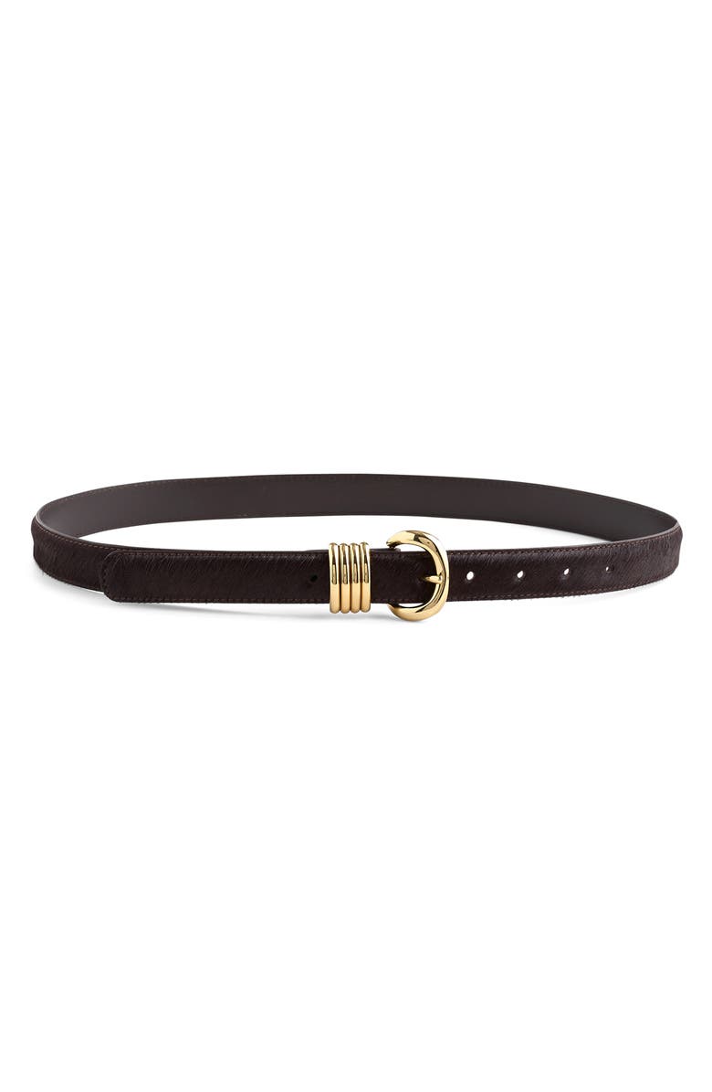 Madewell Metal Keeper Genuine Calf Hair Belt, Main, color, Chocolate Raisin