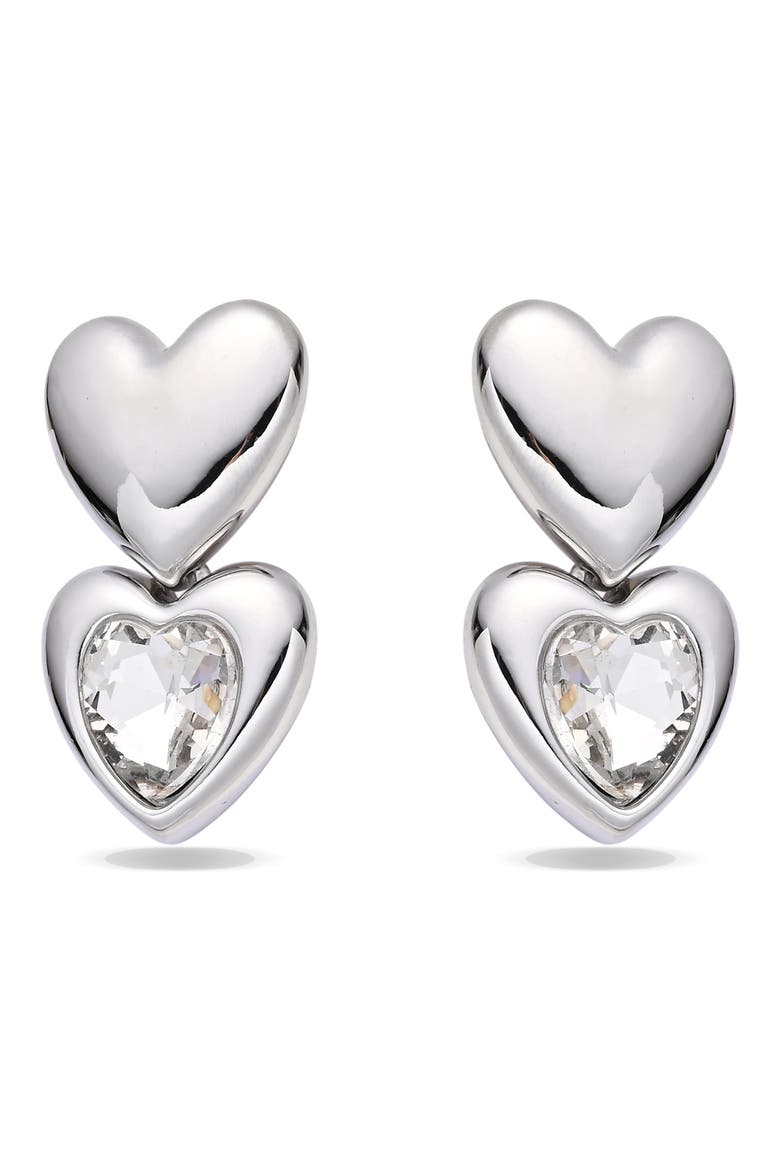 Lustre Heart Double Drop Earrings, Alternate, color, SILVER