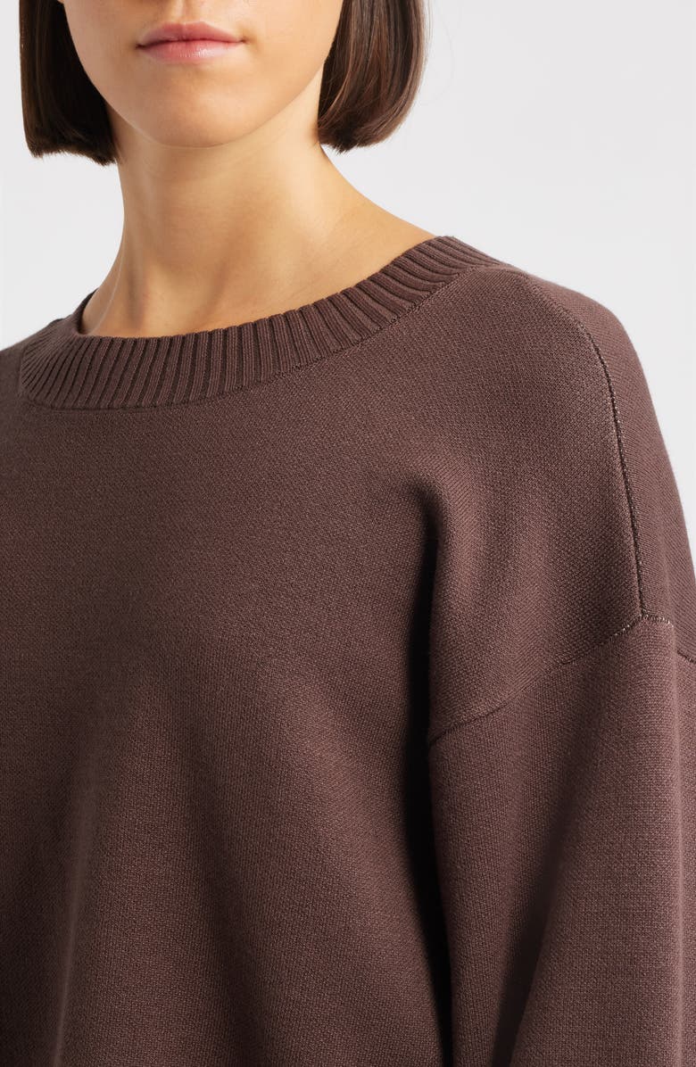 CITY BLUES Crop Stripe Sleeve Sweater, Alternate, color, Earth