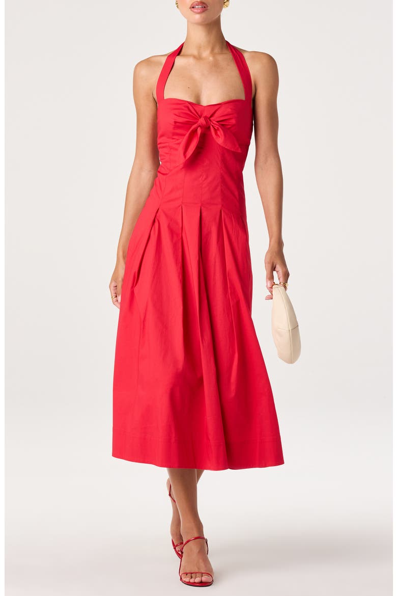 Janae Halter Midi Dress, Alternate, color, RED