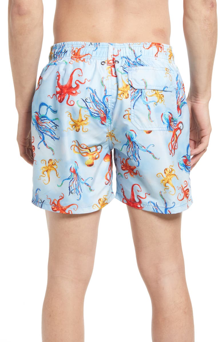 Bugatchi Octopus Print Swim Trunks, Alternate, color, 