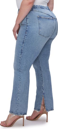 Good American Good selling Classic 33 Split Ankle Bone Straight Jeans