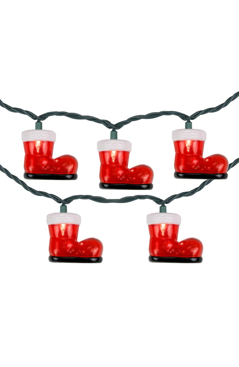 Northlight Santa's Boots Christmas Light Set - Clear - 7.5' Green Wire - 10ct, Main, color, Red