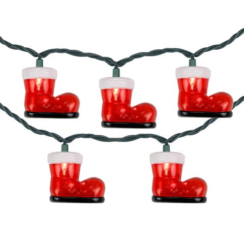 Santa's Boots Christmas Light Set - Clear - 7.5' Green Wire - 10ct